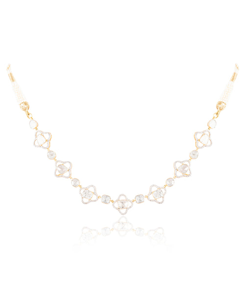 Anveta Choker And Taniya Long Earrings Polki And Diamond Set