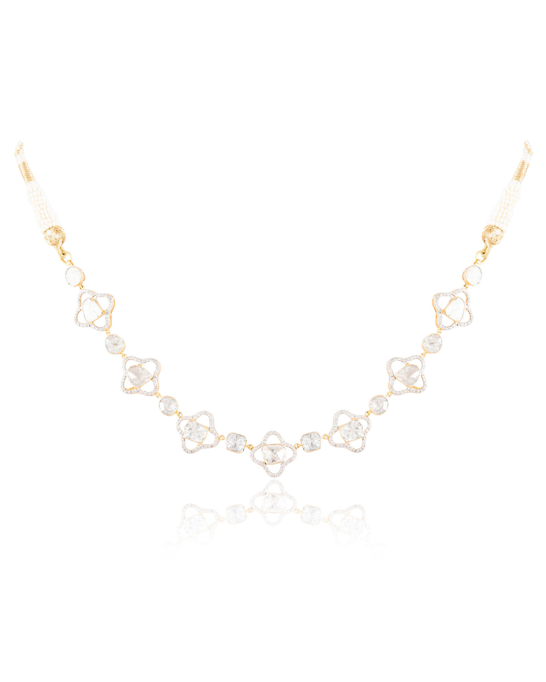 Anveta Choker And Taniya Long Earrings Polki And Diamond Set