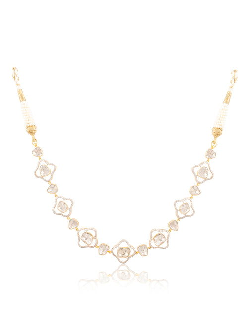 Alveena Choker And Heena Long Earrings Polki And Diamond Set