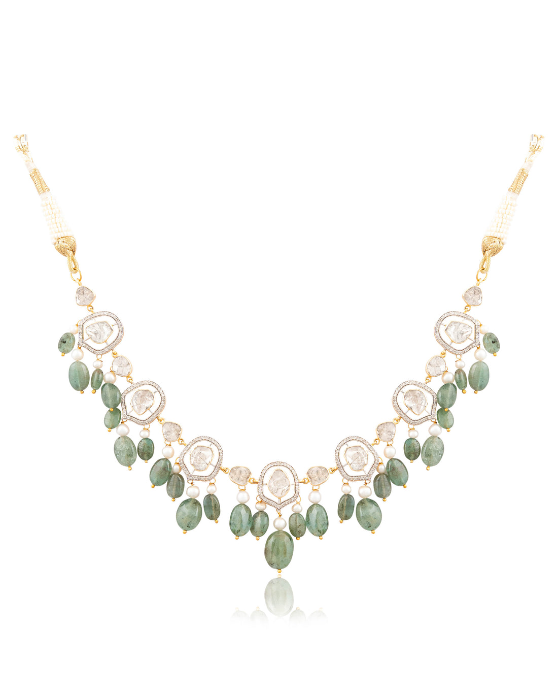 Ophelia Choker And Shanvi Long Earrings Polki And Diamond Set