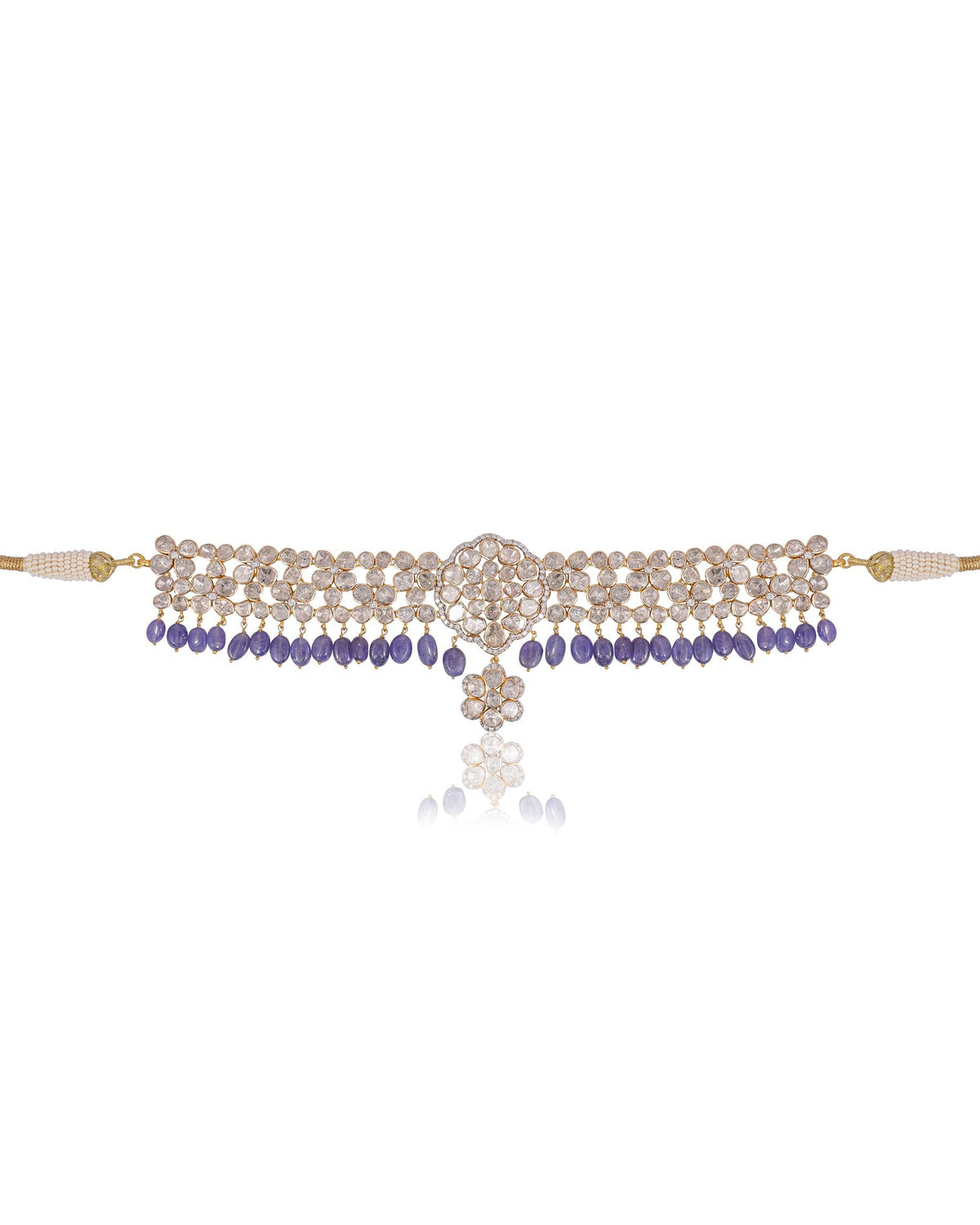 Urvashi Choker And Ekanta Long Earrings Polki And Diamond Set