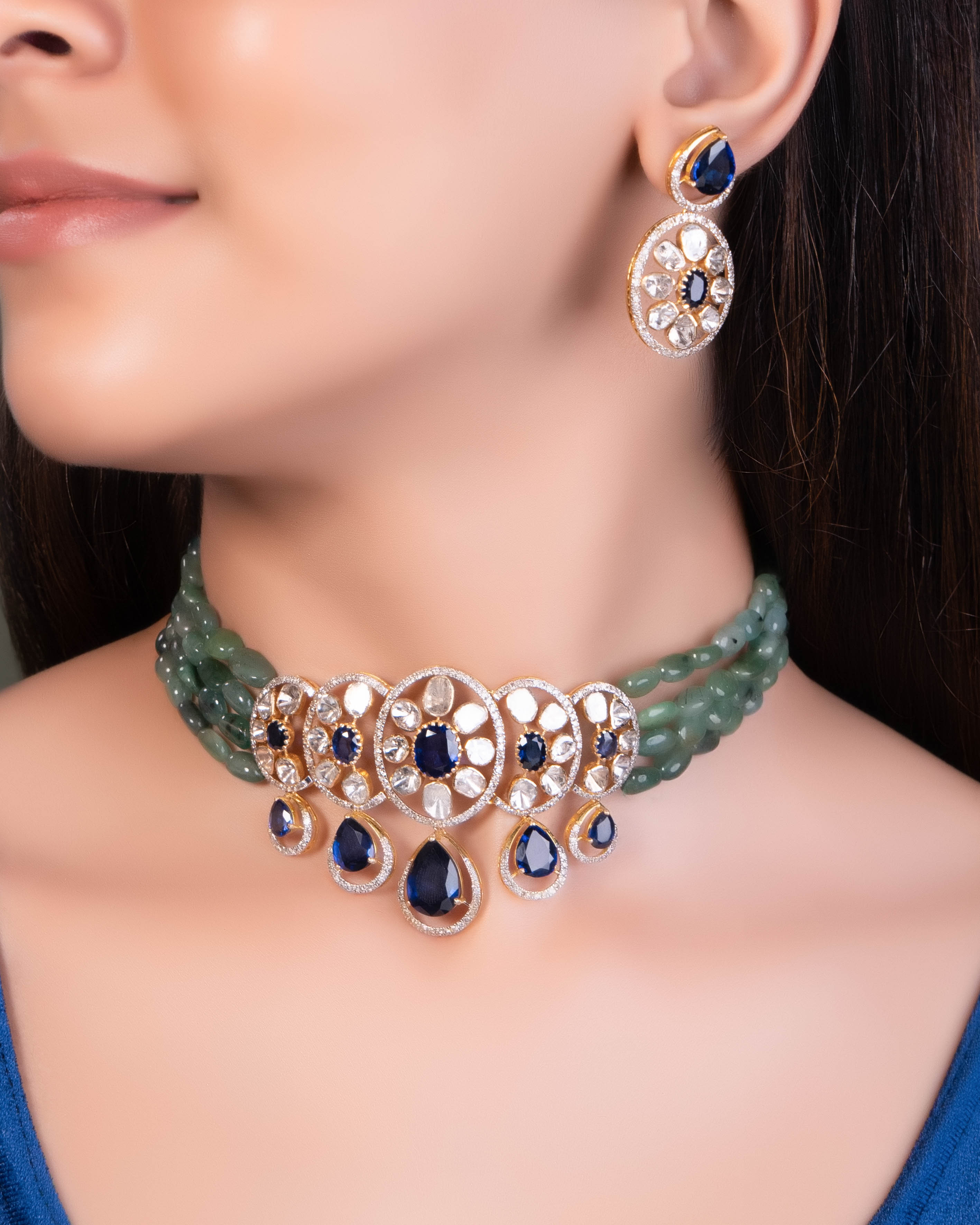 Ravinah Polki And Diamond Long Earrings