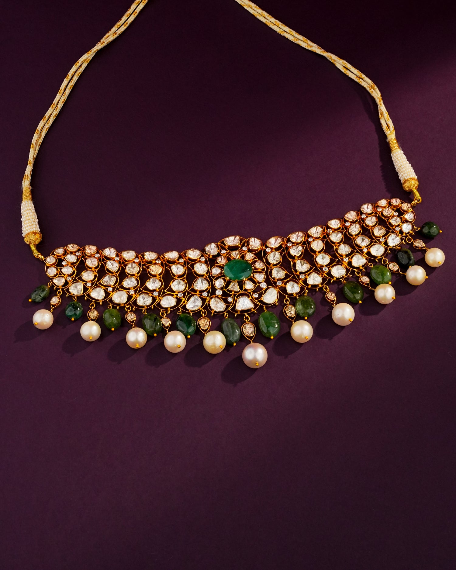 Vishaka Polki And Diamond Necklace