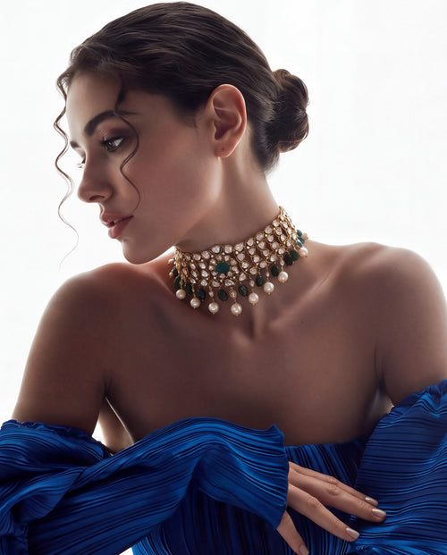 Vishaka Polki And Diamond Necklace