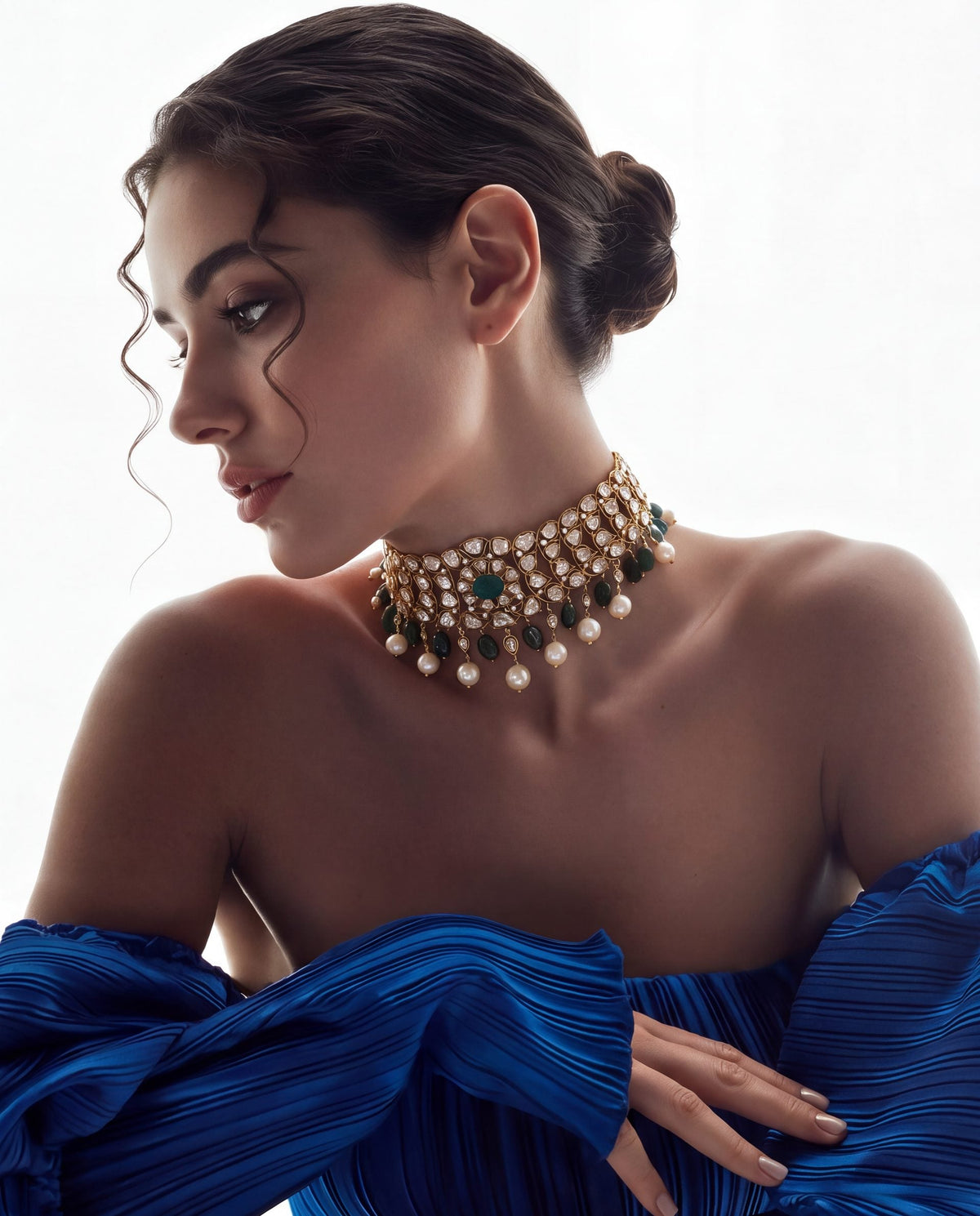 Vishaka Polki And Diamond Necklace