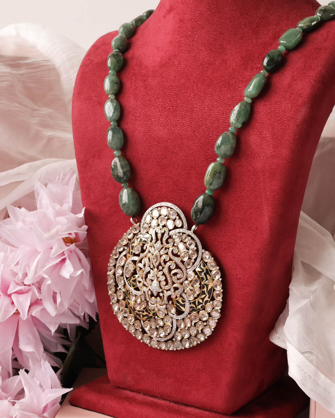 Kirti Polki And Diamond Bead Pendant