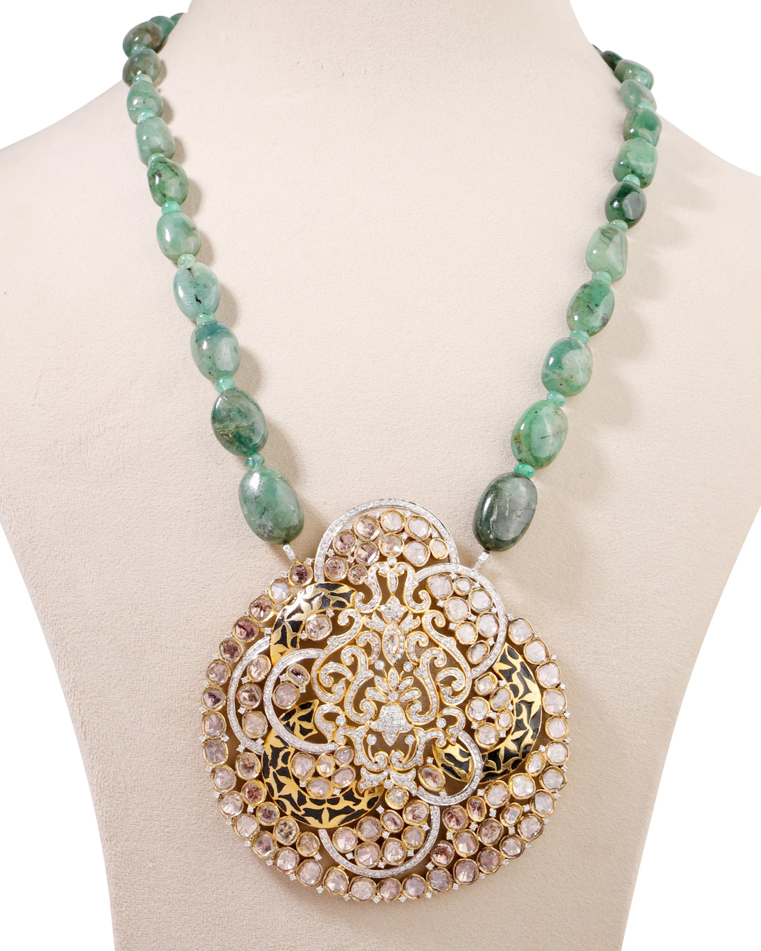 Kirti Polki And Diamond Bead Pendant