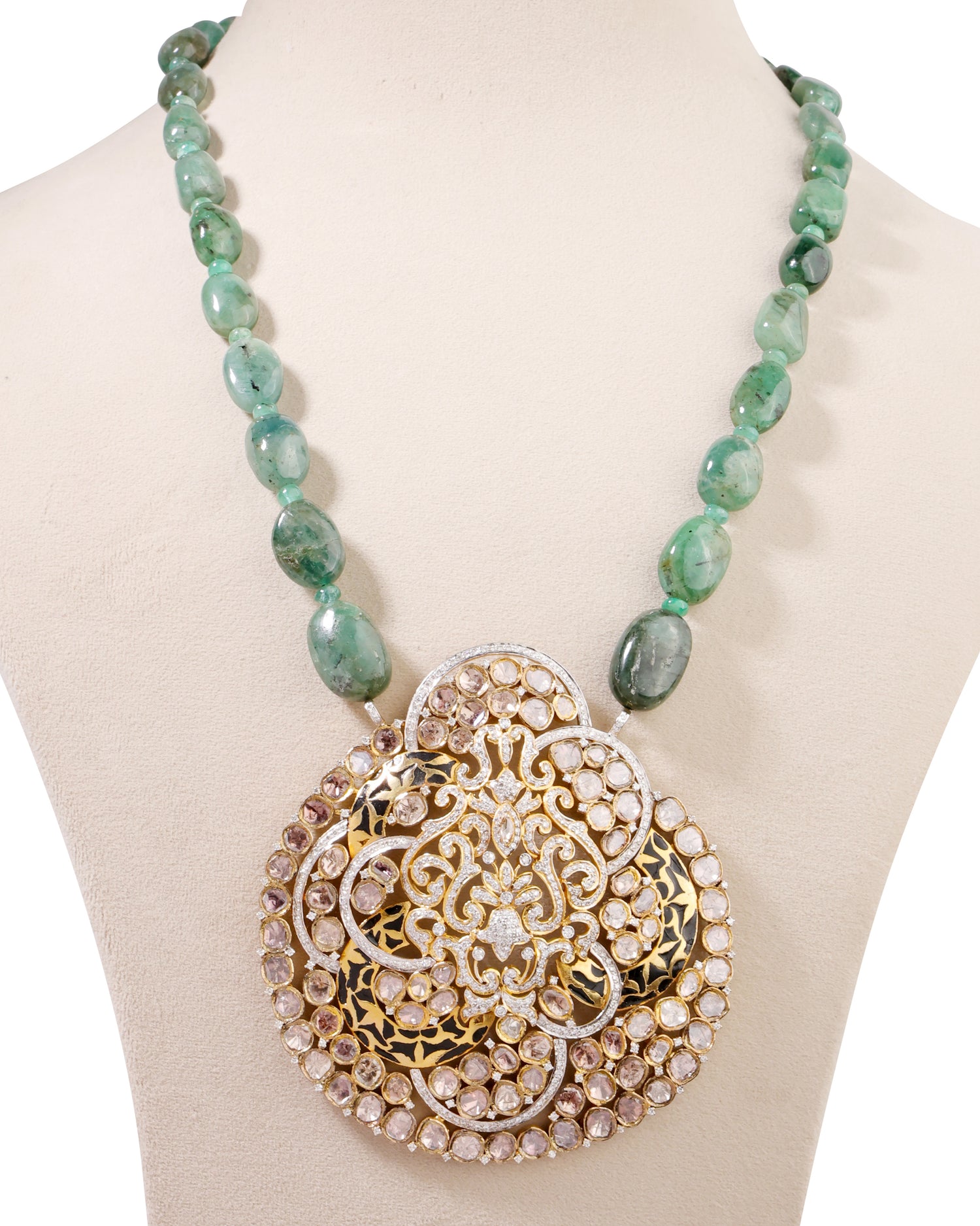 Kirti Polki And Diamond Bead Pendant