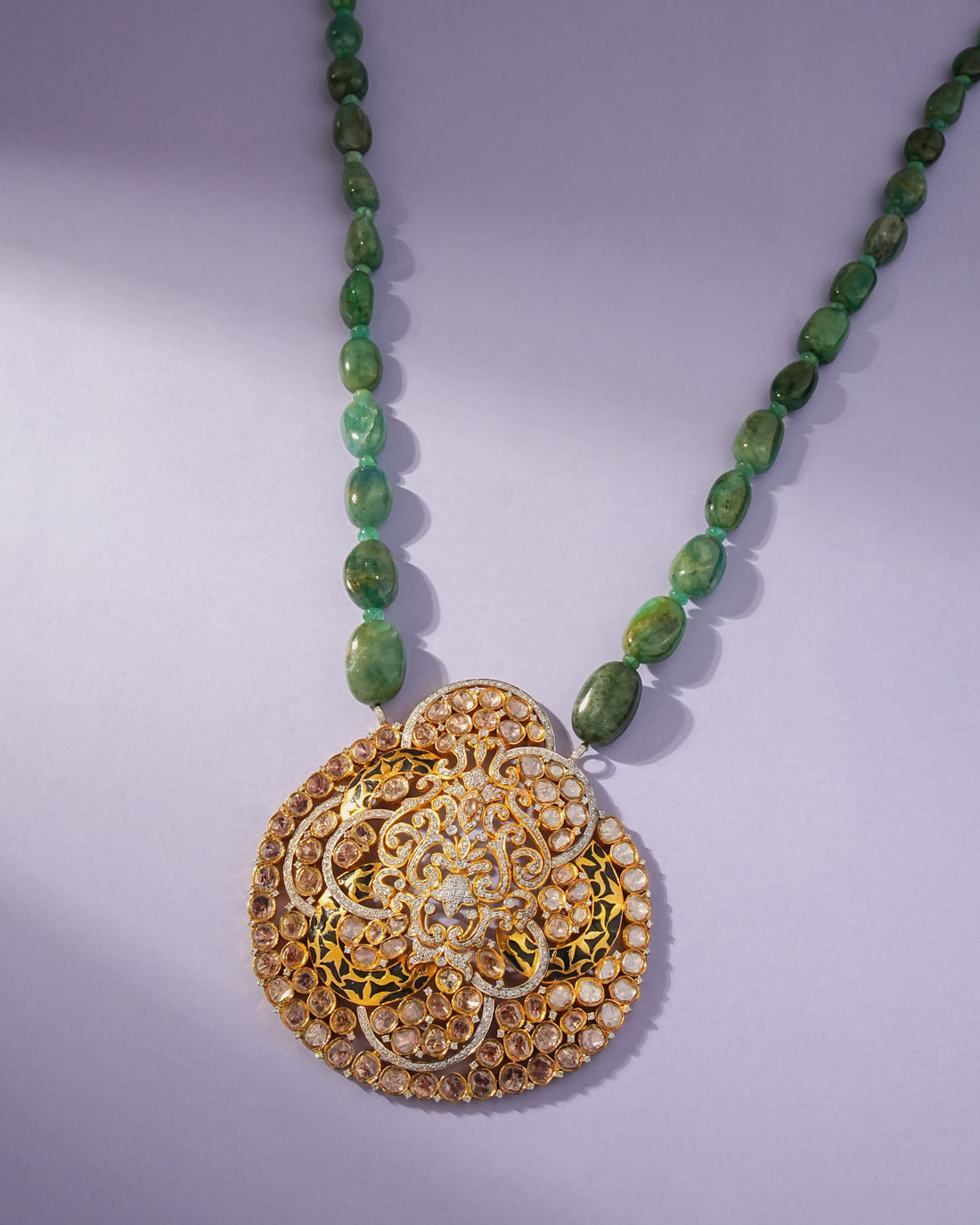 Kirti Polki And Diamond Bead Pendant