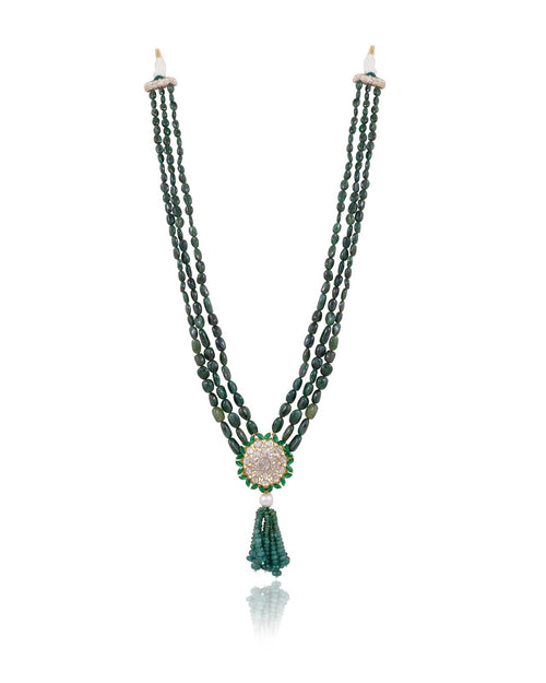 Evie Bead Pendant And Aaravi Tops Polki And Diamond Set