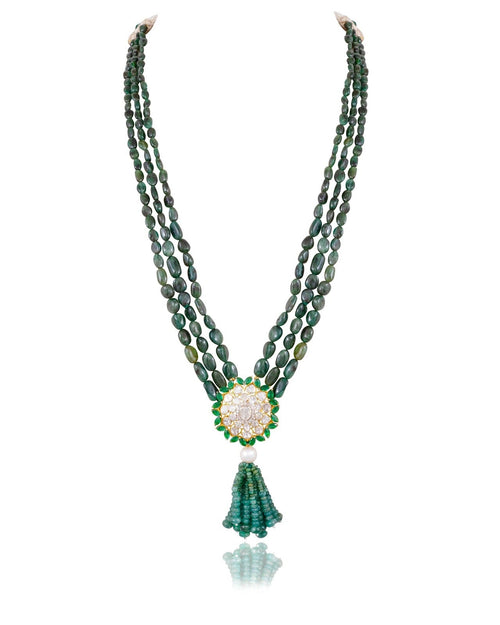 Evie Bead Pendant And Aaravi Tops Polki And Diamond Set