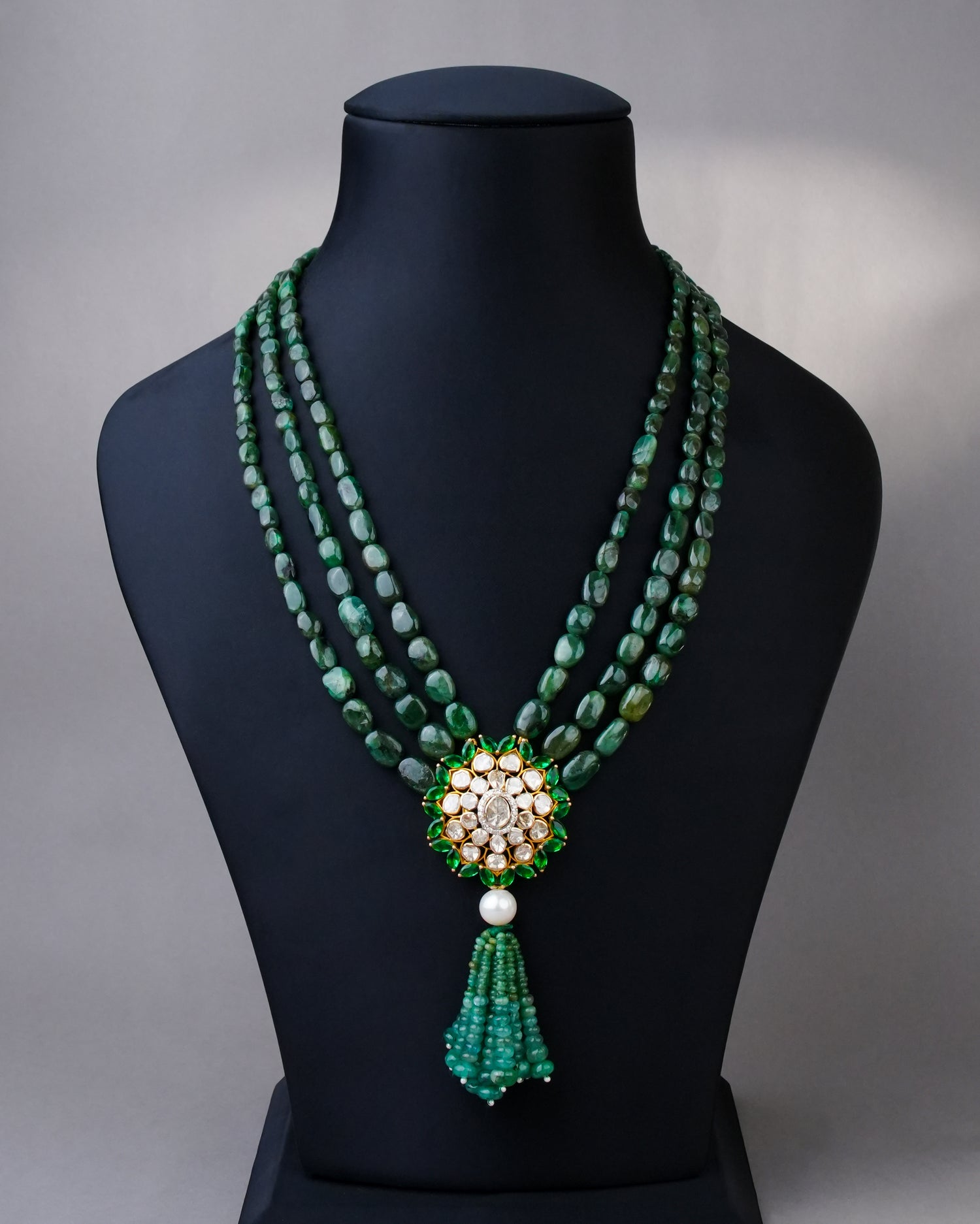 Evie Polki And Diamond Bead Pendant