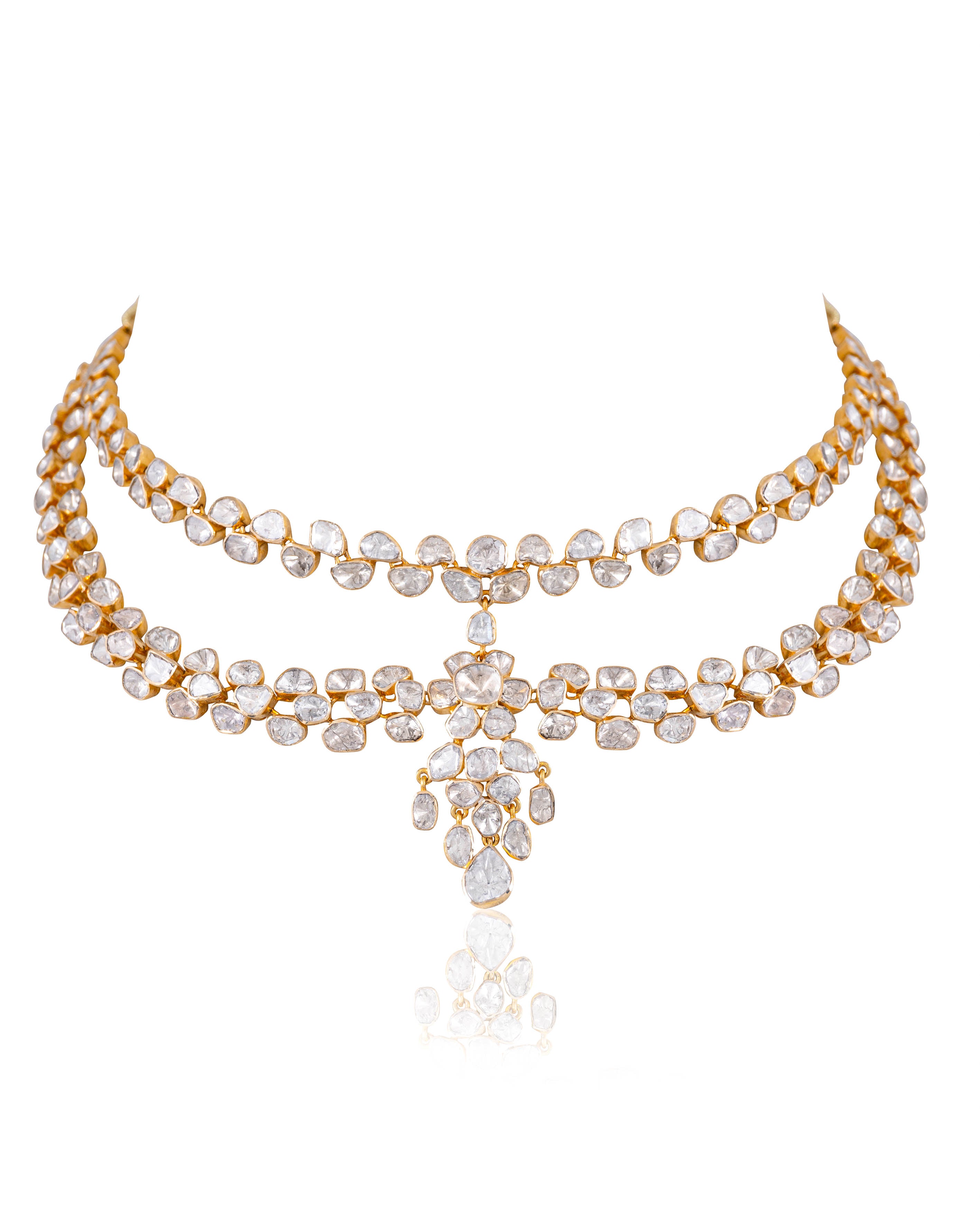 Madhuri Necklace And Zeena Necklace Polki And Diamond Set