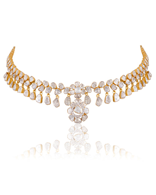 Madhuri Necklace And Zeena Necklace Polki And Diamond Set