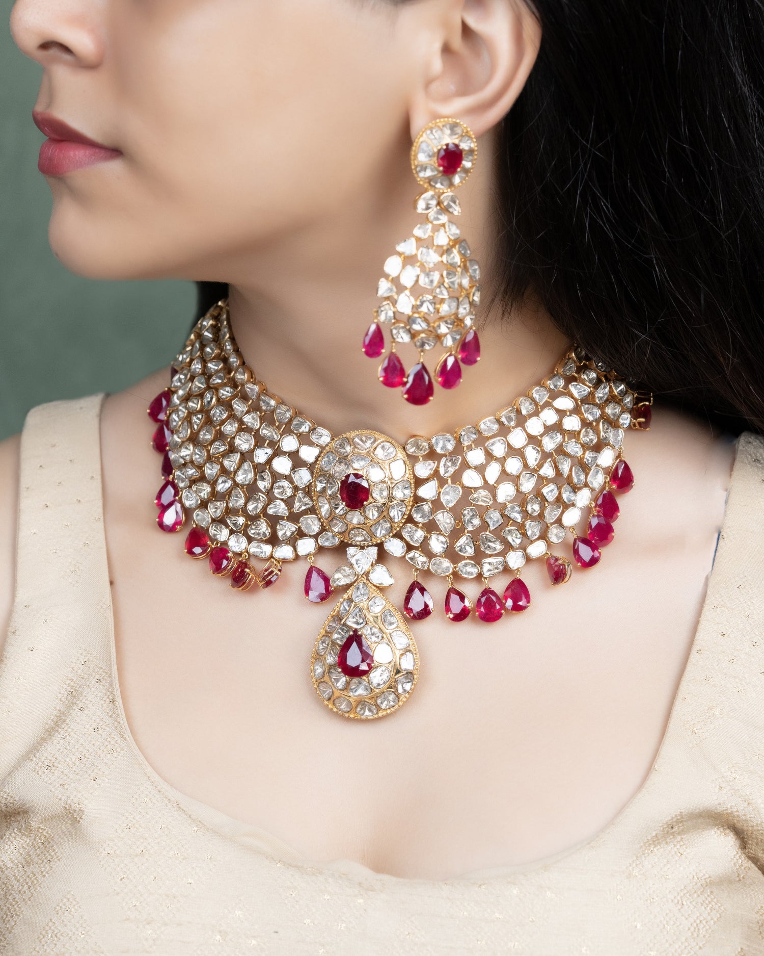 Juhi Chawla - Adya Polki And Diamond Necklace