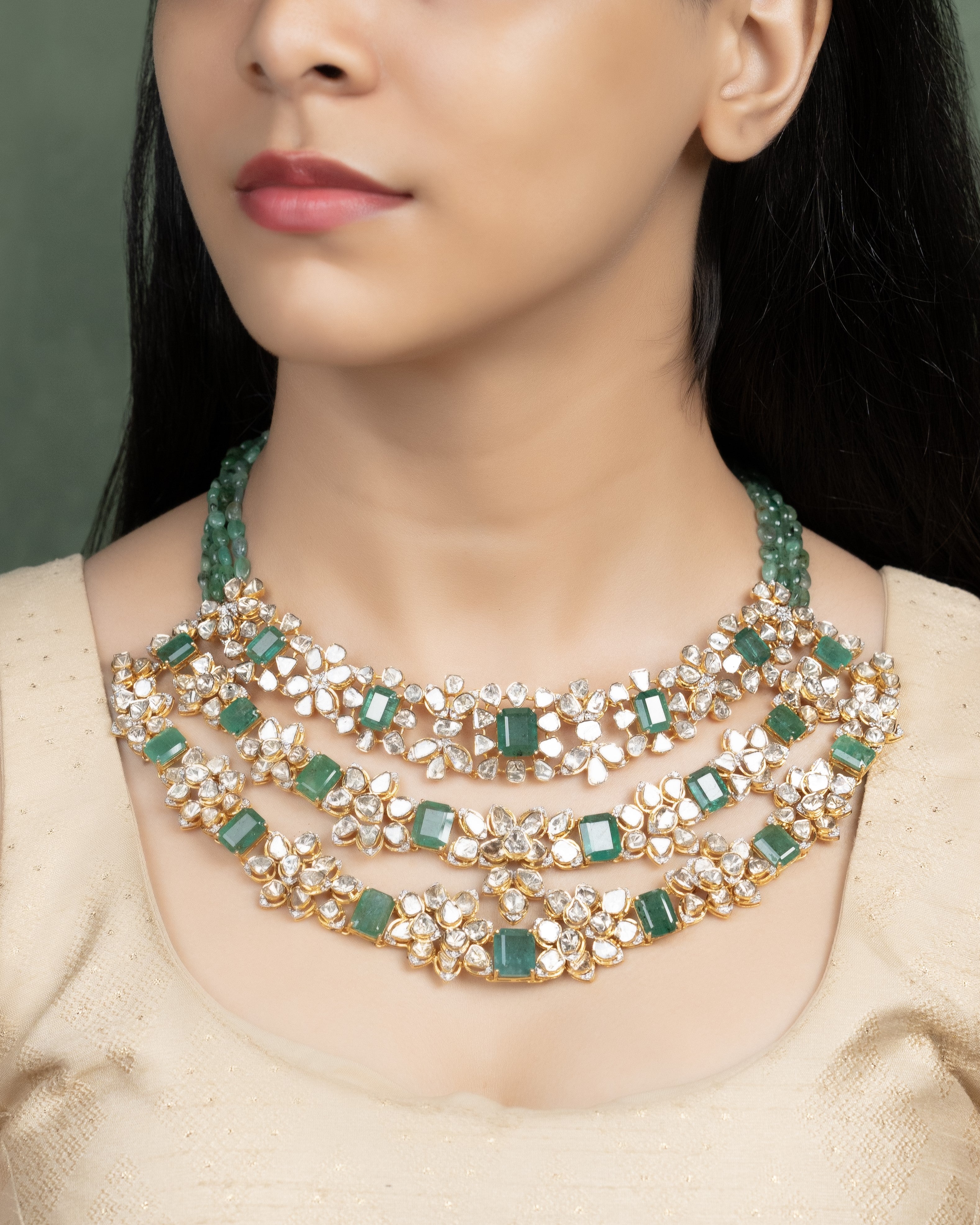 Kajal Polki And Diamond Necklace