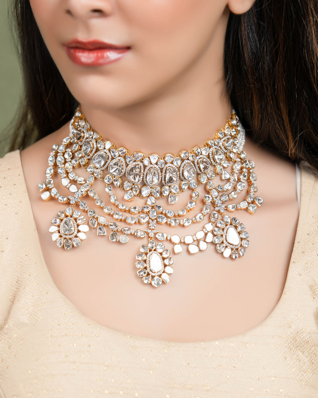 Kausha Polki And Diamond Long Necklace