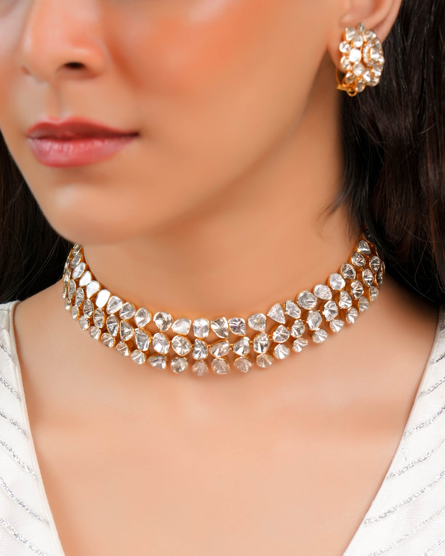 Nandita Necklace And Udita Tops Polki Set – Tyaani Jewellery