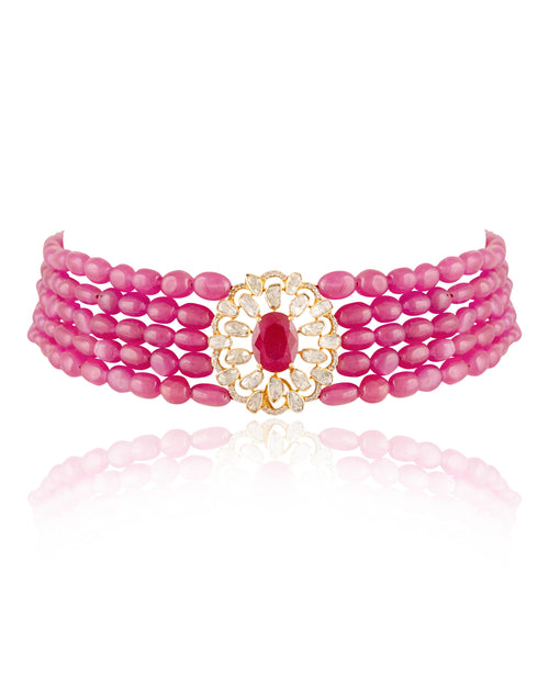 Nandini Polki And Diamond Bead Choker