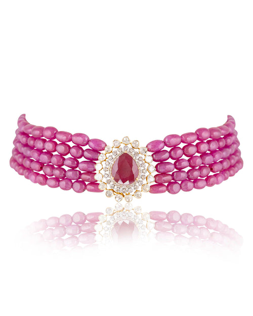 Leena Polki And Diamond Bead Choker