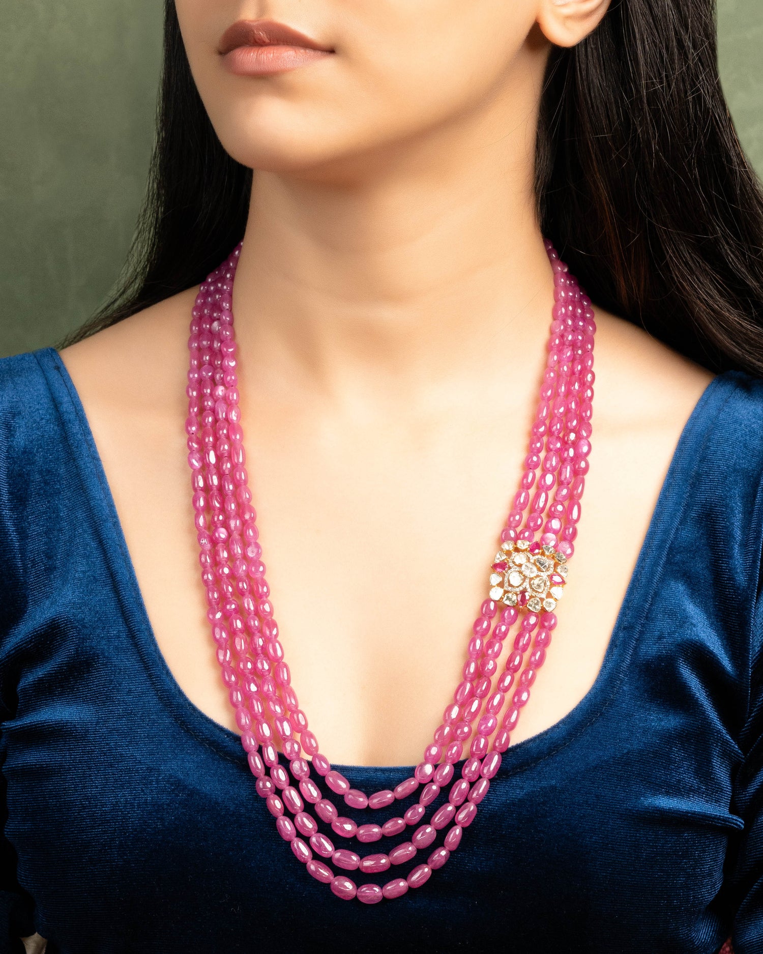 Rakul Polki And Diamond Bead Pendant