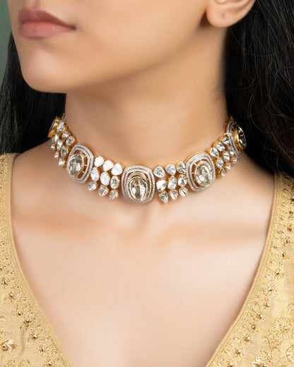 Prerna Choker And Samiksha Jhumkas Polki And Diamond Set