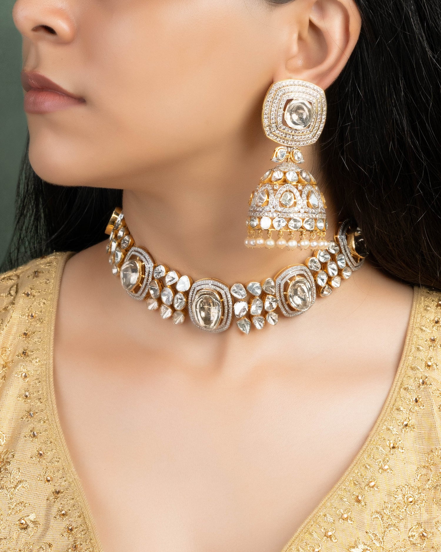 Samiksha Polki And Diamond Jhumkas