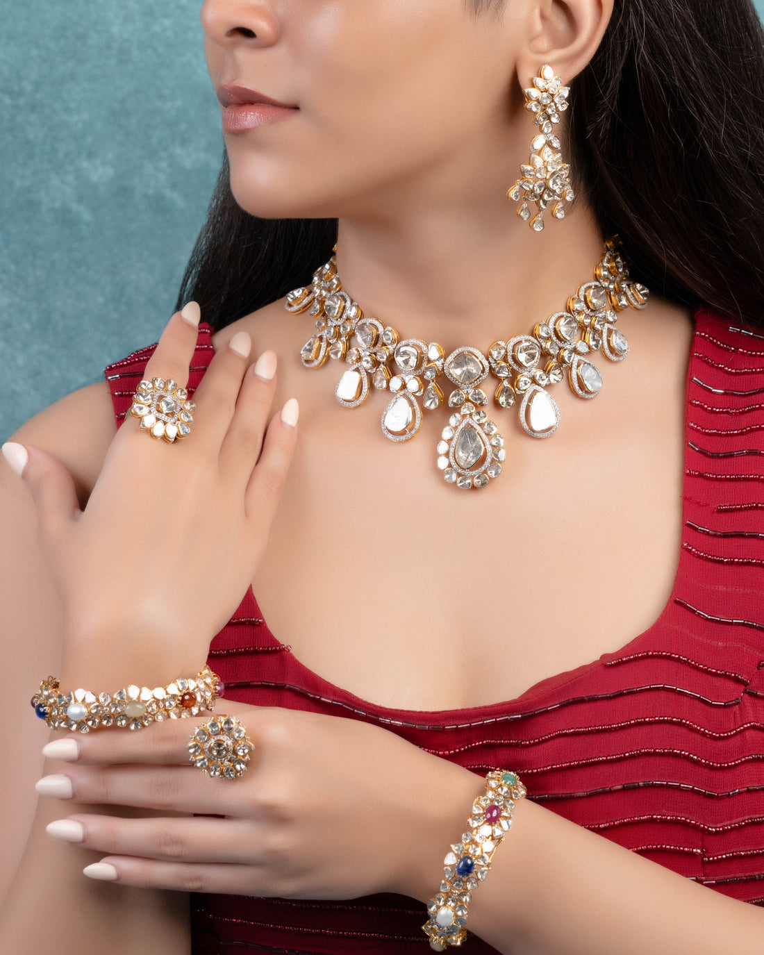 Naziya Bridal Polki And Diamond Set