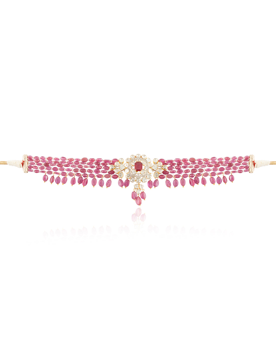 Purva Polki And Diamond Bead Choker