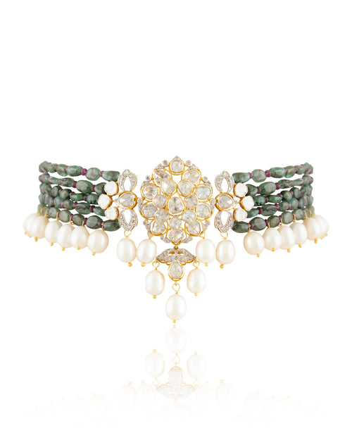 Gauravi Polki And Diamond Bead Choker
