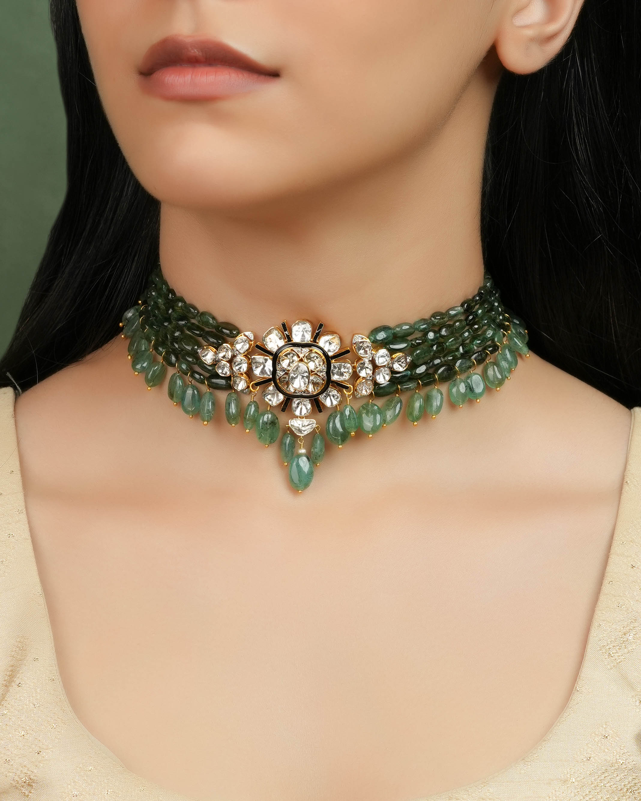 Sakina Polki And Diamond Bead Choker