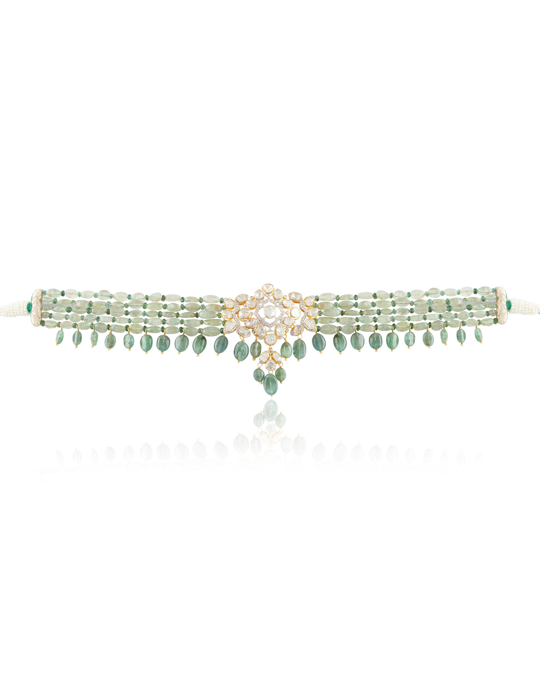 Tarana Polki And Diamond Bead Choker