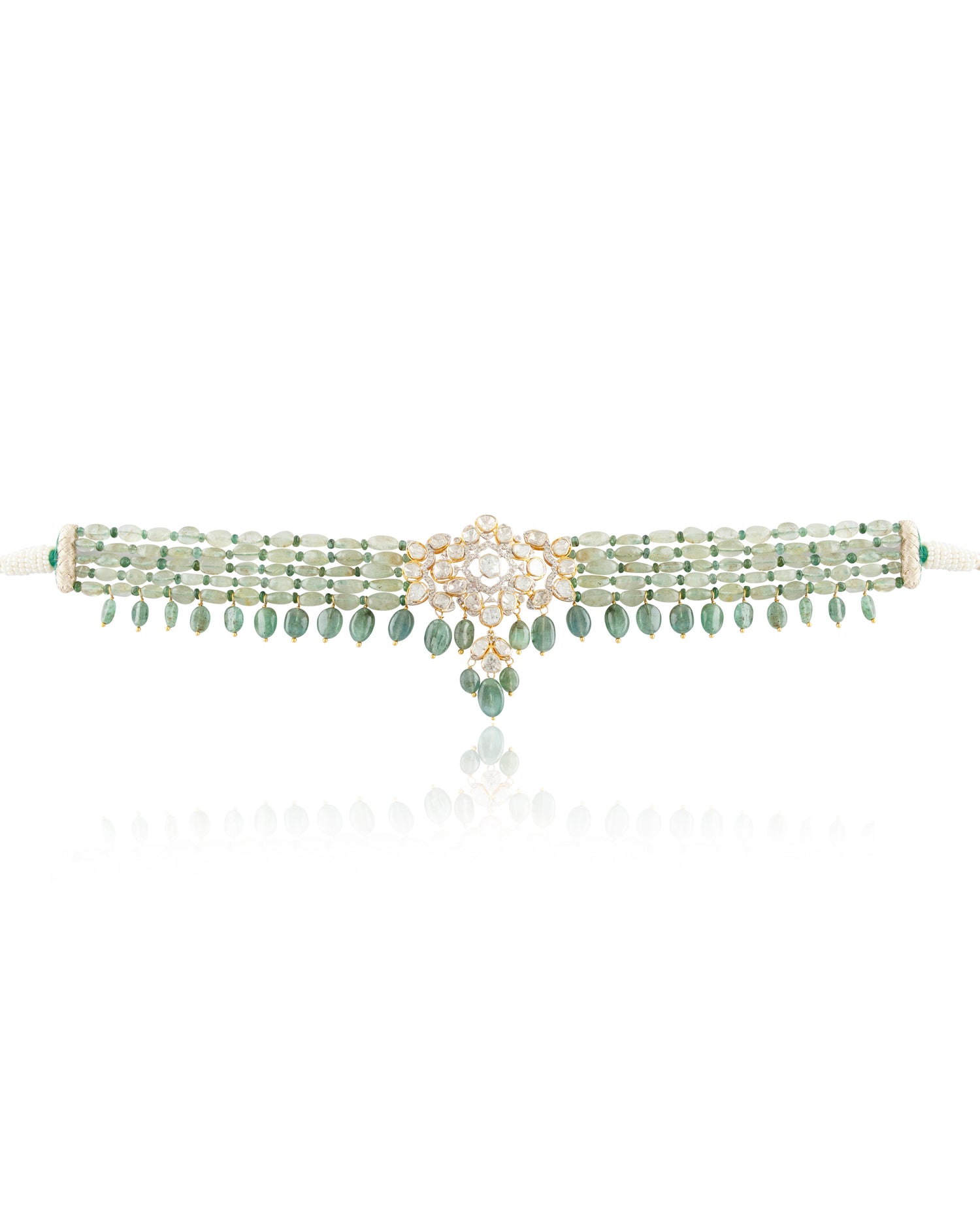 Tarana Polki And Diamond Bead Choker