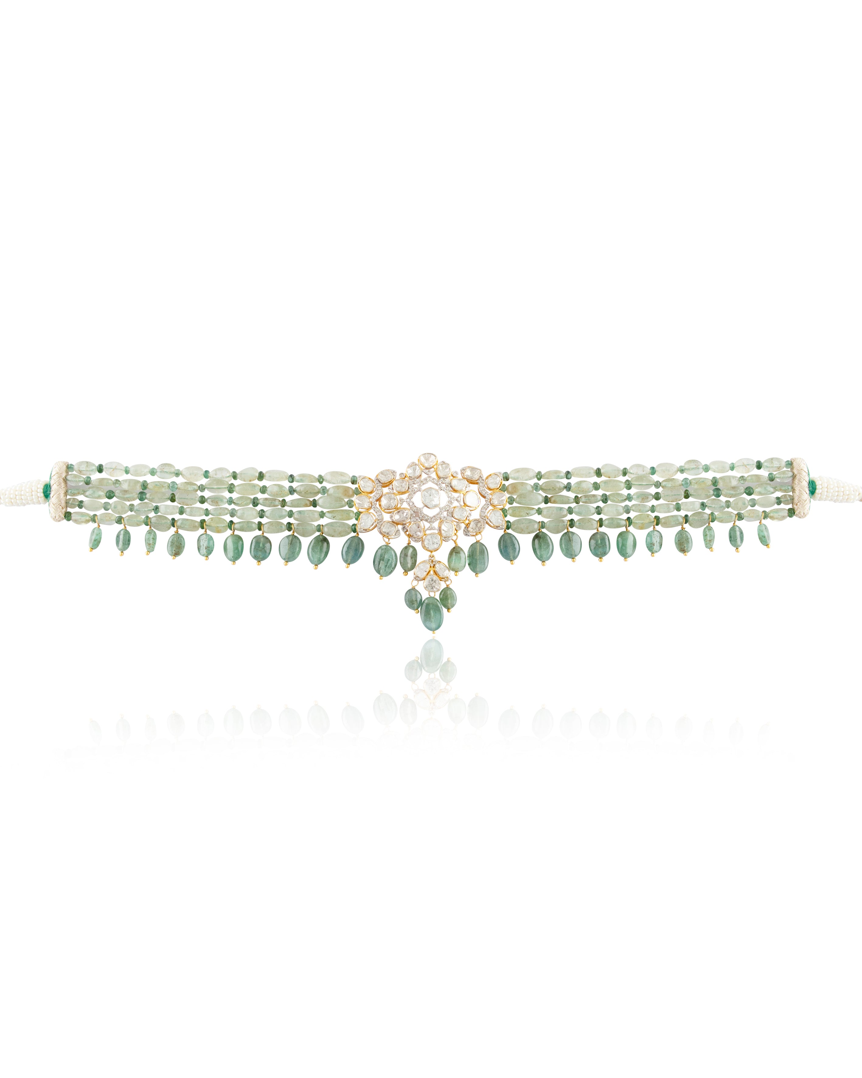 Tarana Polki And Diamond Bead Choker