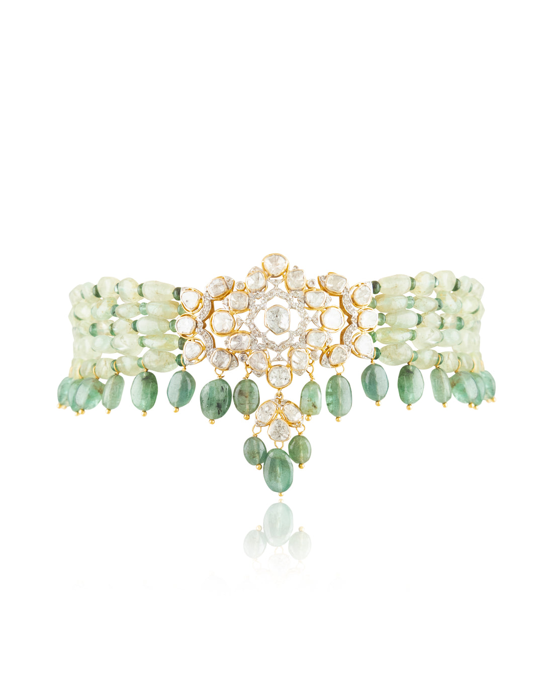 Tarana Polki And Diamond Bead Choker