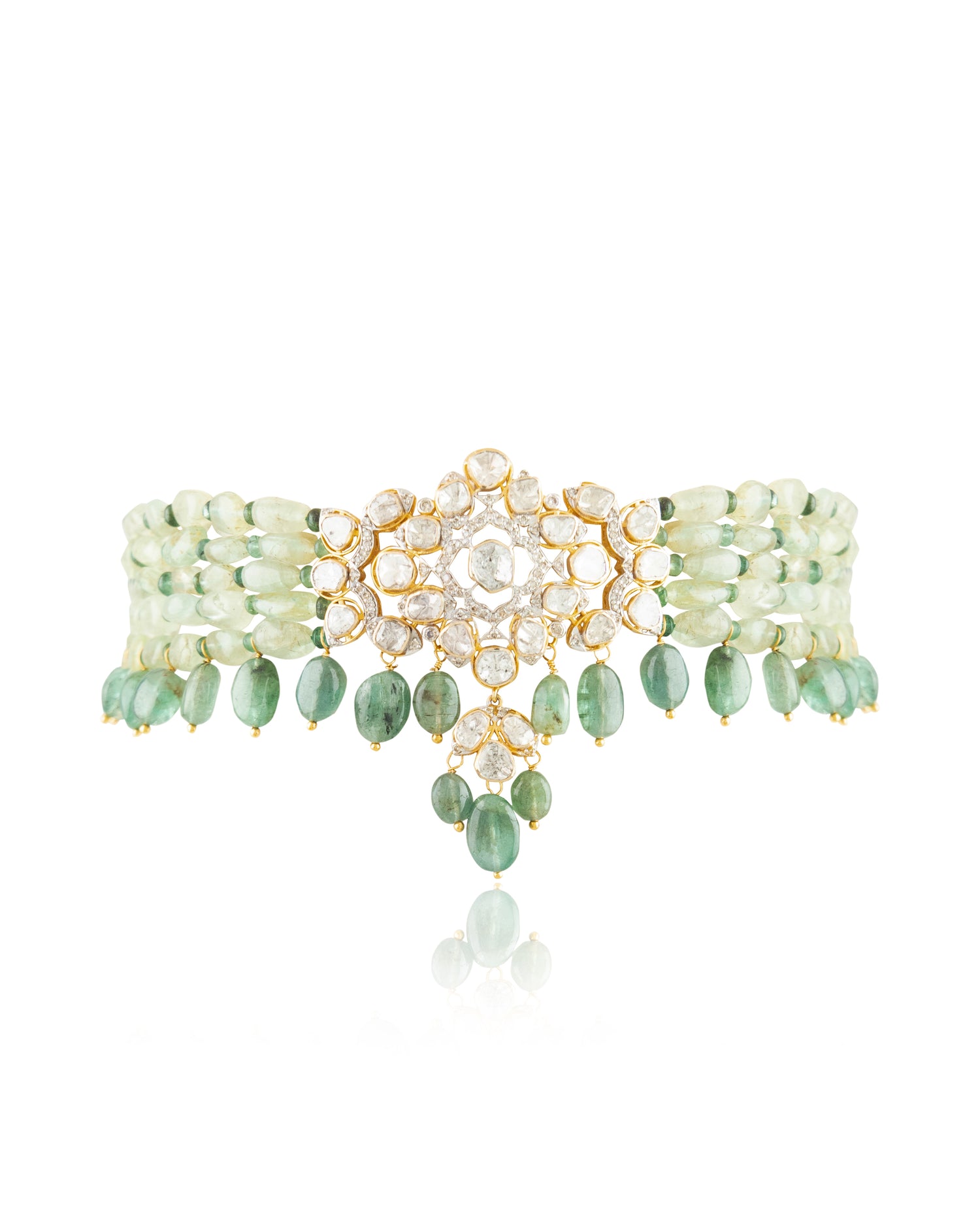 Tarana Polki And Diamond Bead Choker