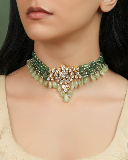 Umarah Polki And Diamond Bead Choker