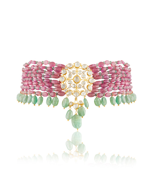 Ridhima Polki And Diamond Bead Choker