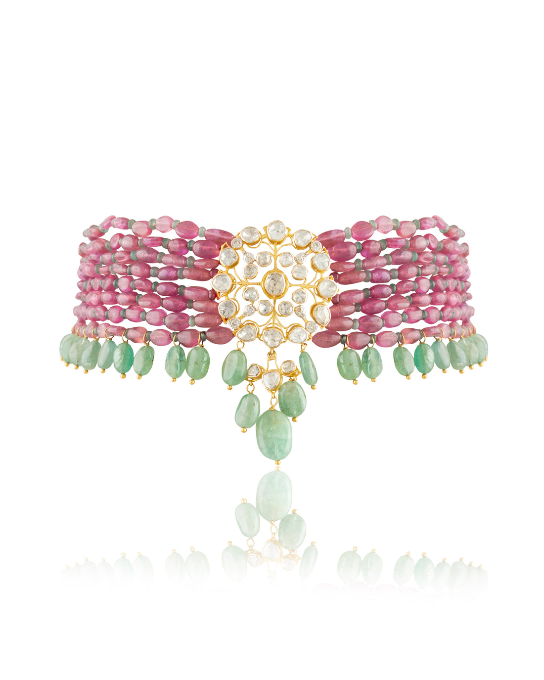 Ridhima Polki And Diamond Bead Choker