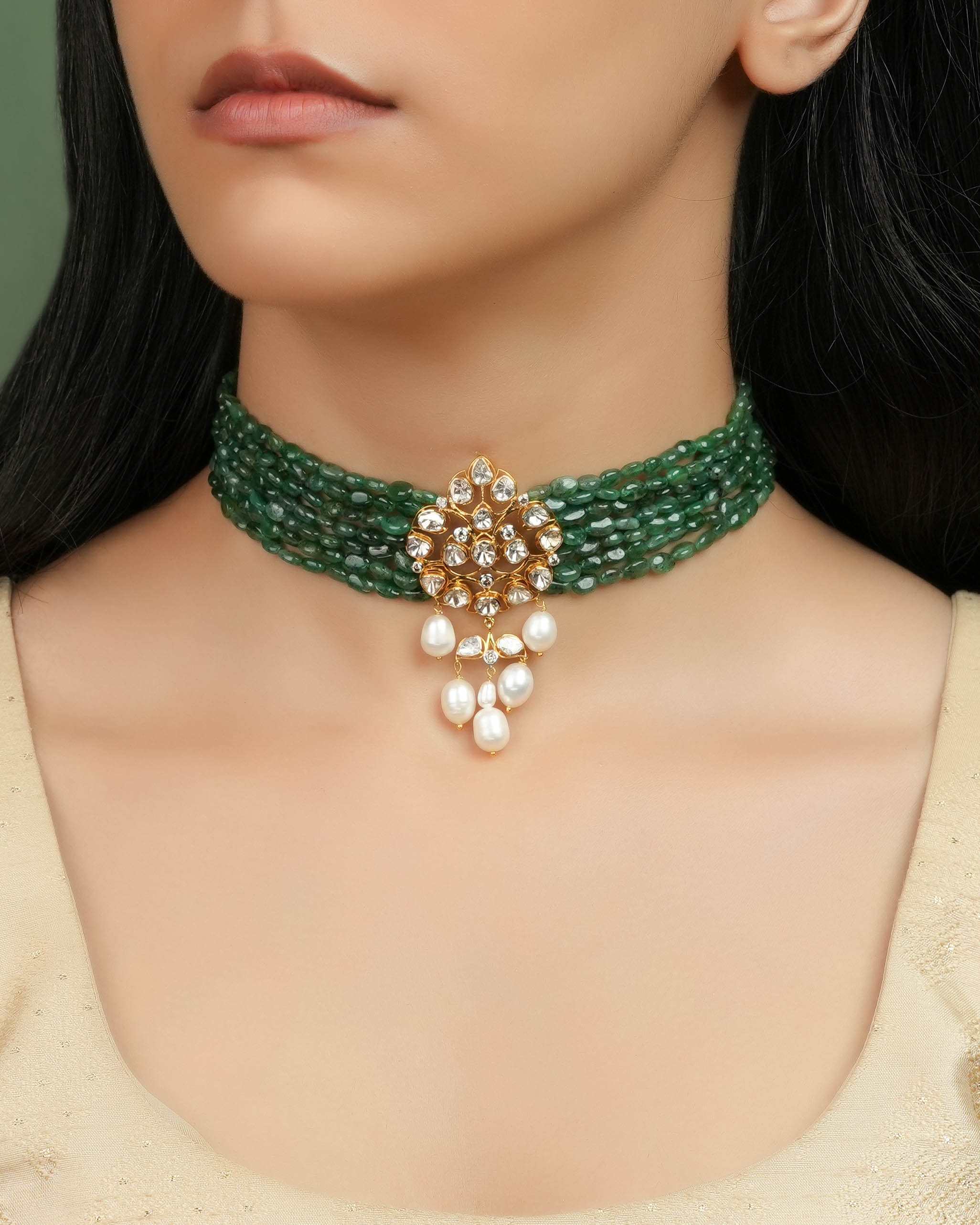 Mohini Polki And Diamond Bead Choker