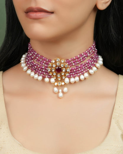 Inaya Polki Bead Choker