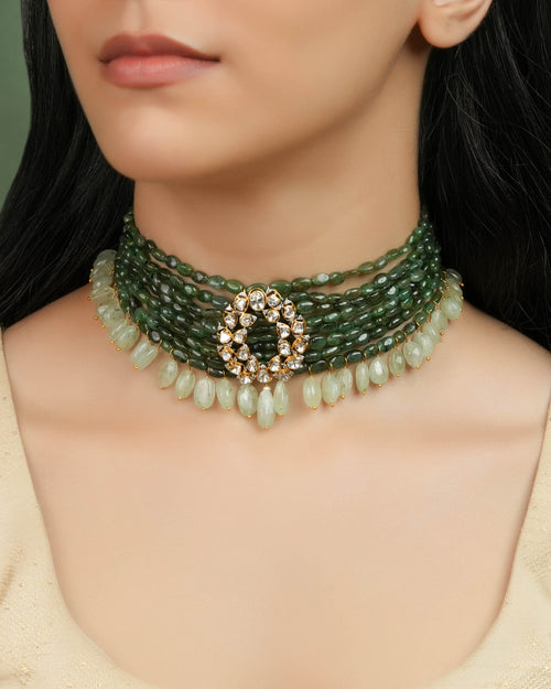 Shrida Polki And Diamond Bead Choker