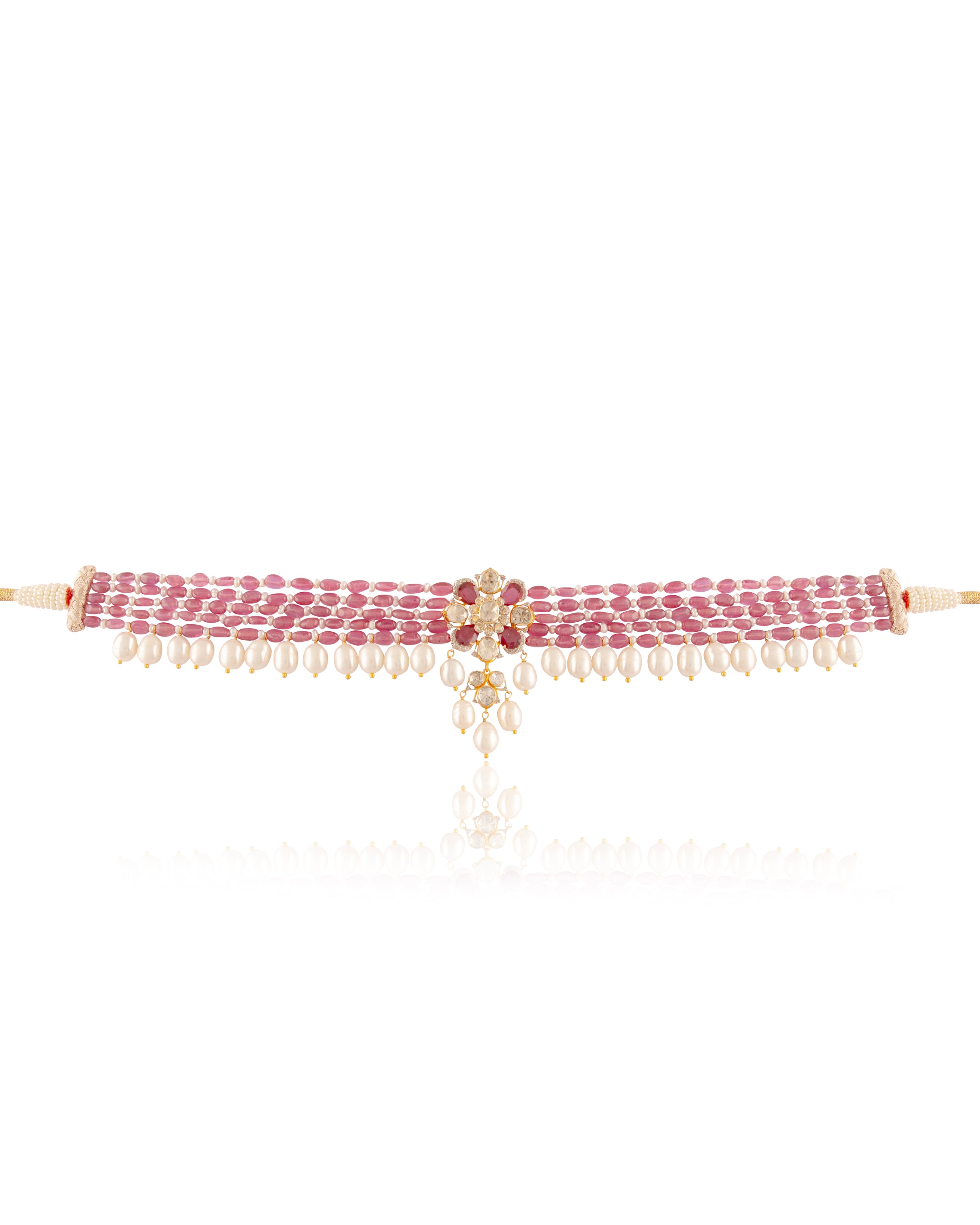 Asra Polki And Diamond Bead Choker