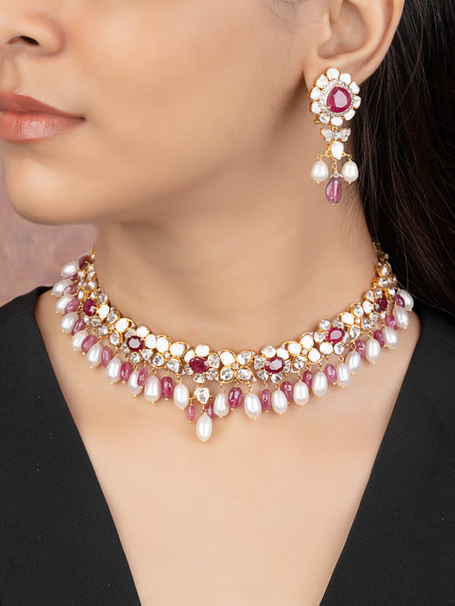 Ragini Polki And Diamond Long Earrings