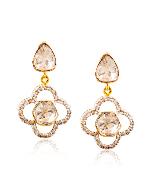 Ofeliya Choker And Maitreyi Long Earrings Polki And Diamond Set
