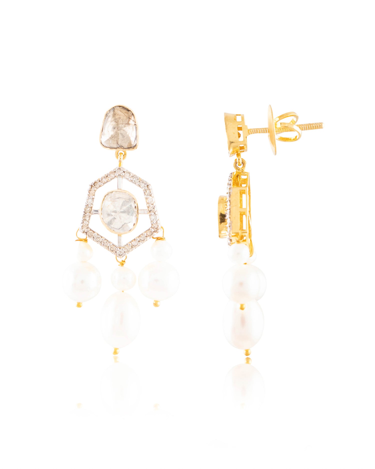 Nelisha Polki And Diamond Long Earrings