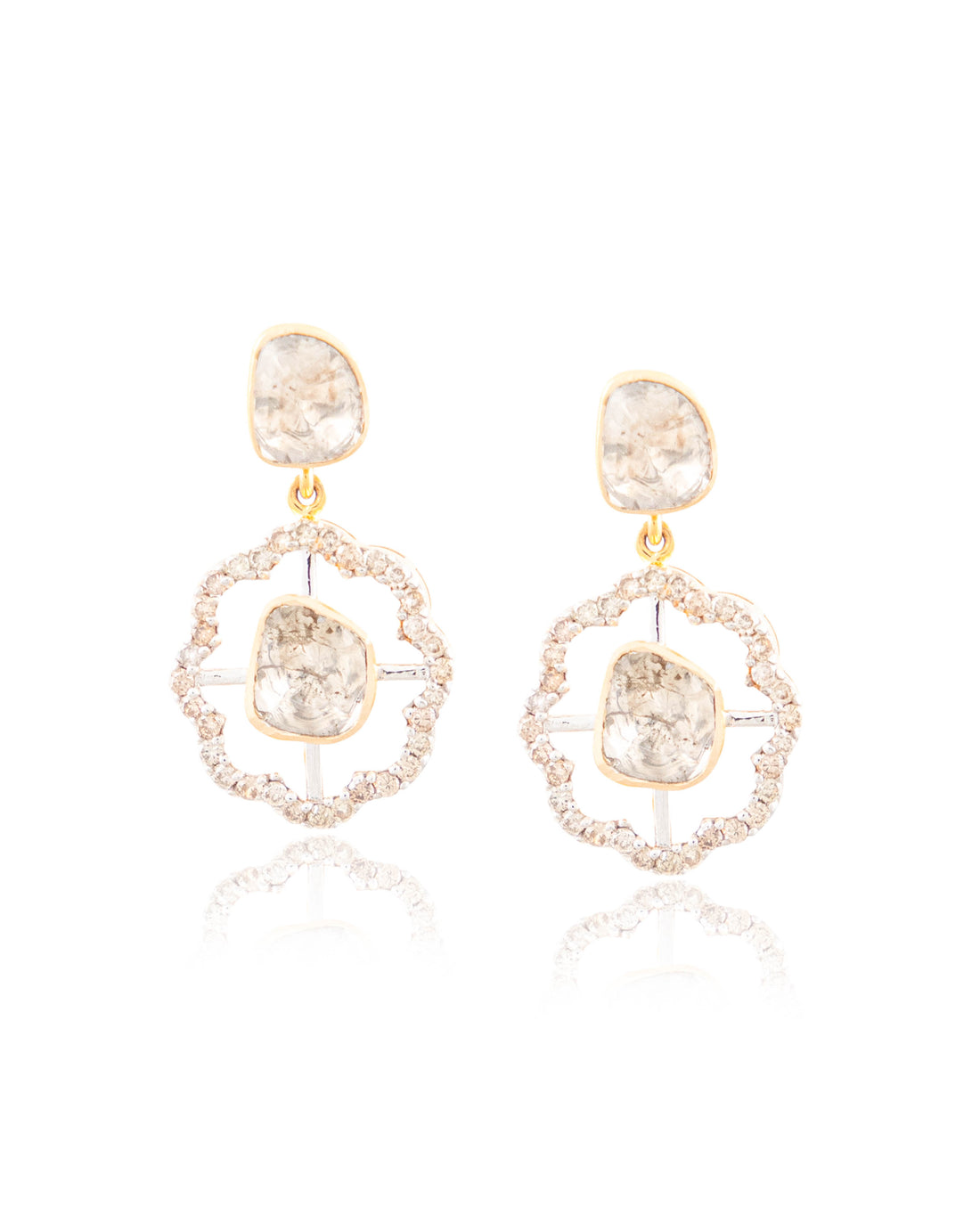 Arina Choker And Chaitali Long Earrings Polki And Diamond Set