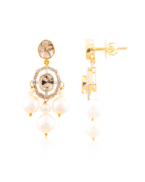 Alvina Choker And Evikta Long Earrings Polki And Diamond Set