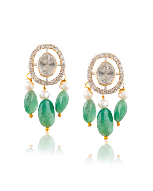 Piyu Pendant And Diksha Tops Polki And Diamond Set