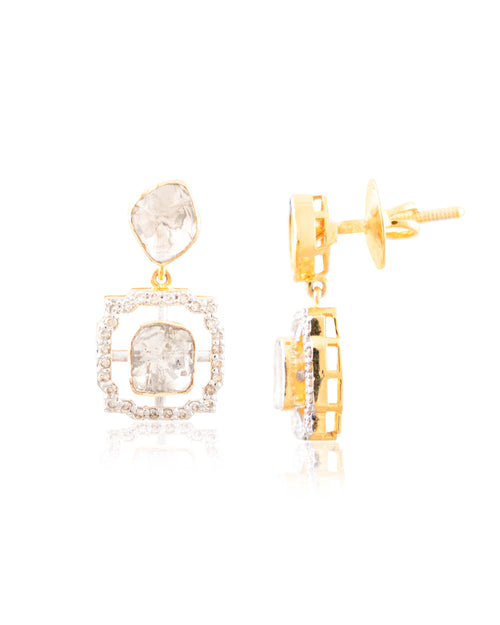 Ariya Choker And Hardika Long Earrings Polki And Diamond Set